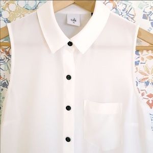 Cabi Pleat Button Down Collard Blouse #3439